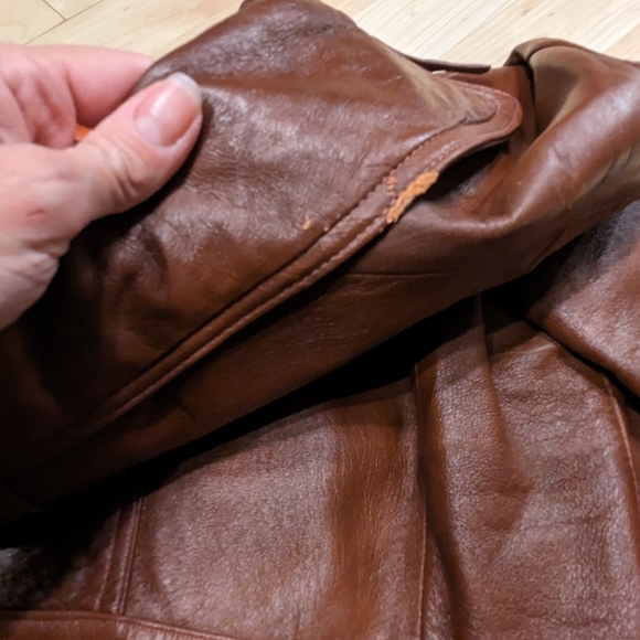 Vintage Brown Leather Jacket By Adler Size 44  Buttons Intact and Original - Picture 9 of 11
